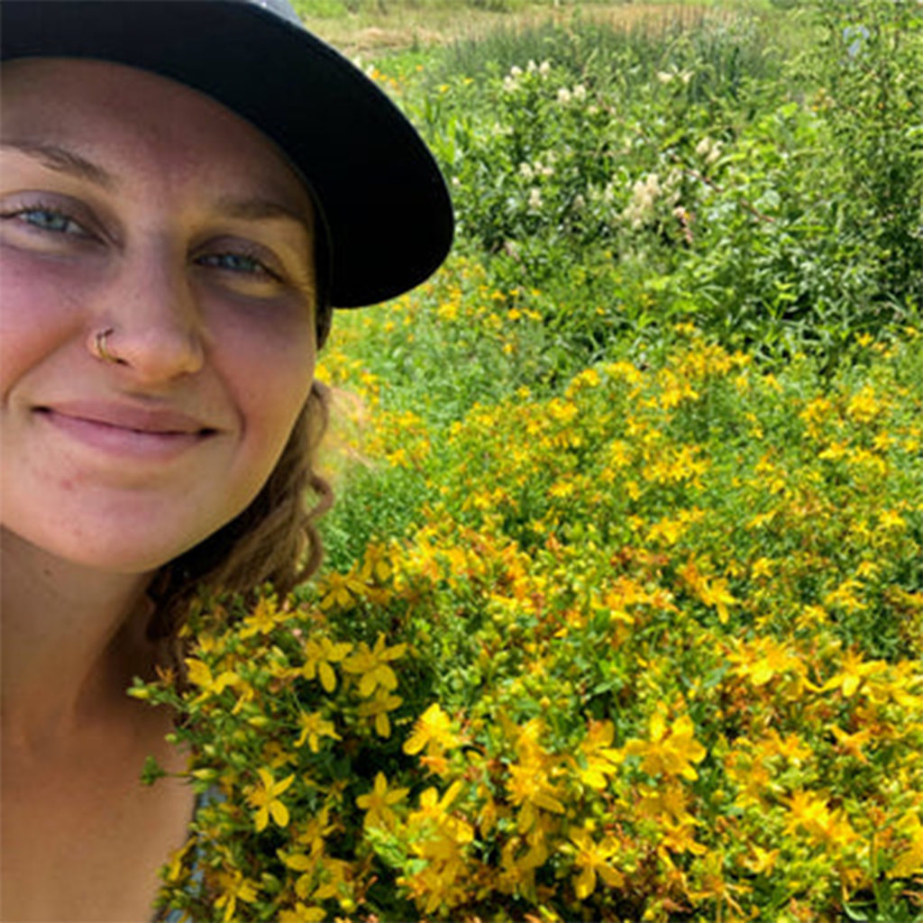 woman in flower field
