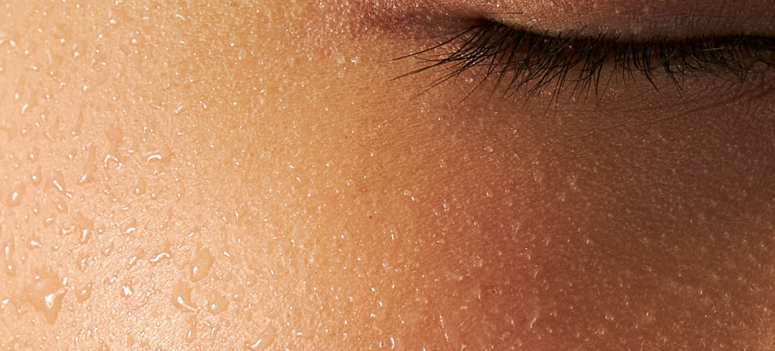 water droplets on someones face