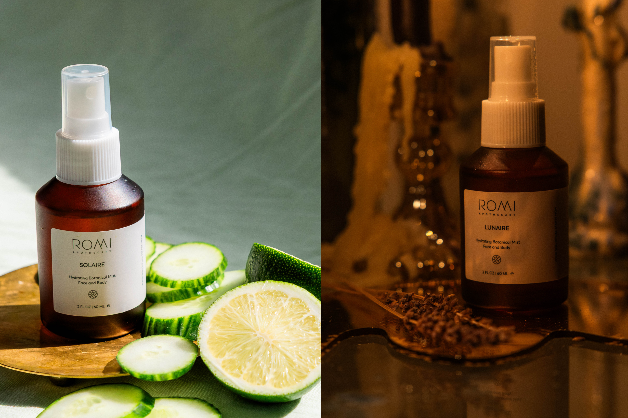 Botanical Waters - Solaire in the sunlight and Lunaire glowing in the moon light